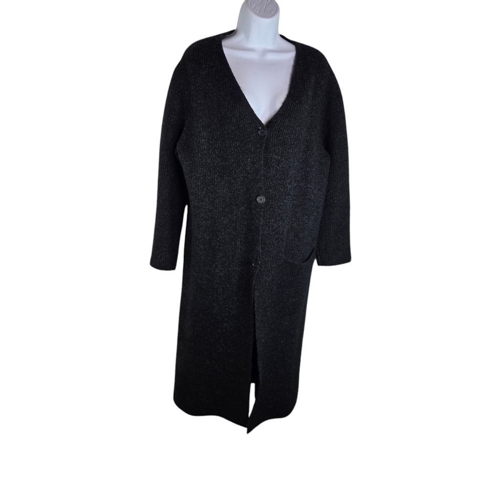 COS alpaca wool charcoal long cardigan duster sweater